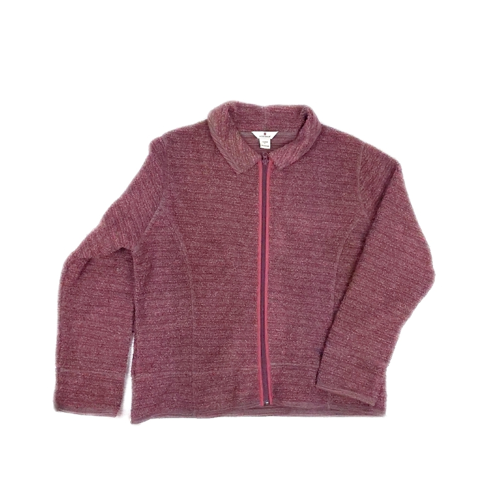 Woolrich Vtg Womens Black Cherry Full Zip Cozy Fleece Jacket Size L - Picture 2 of 5